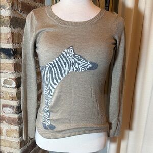 Pink rose Tan Zebra Intarsia Sweater size medium